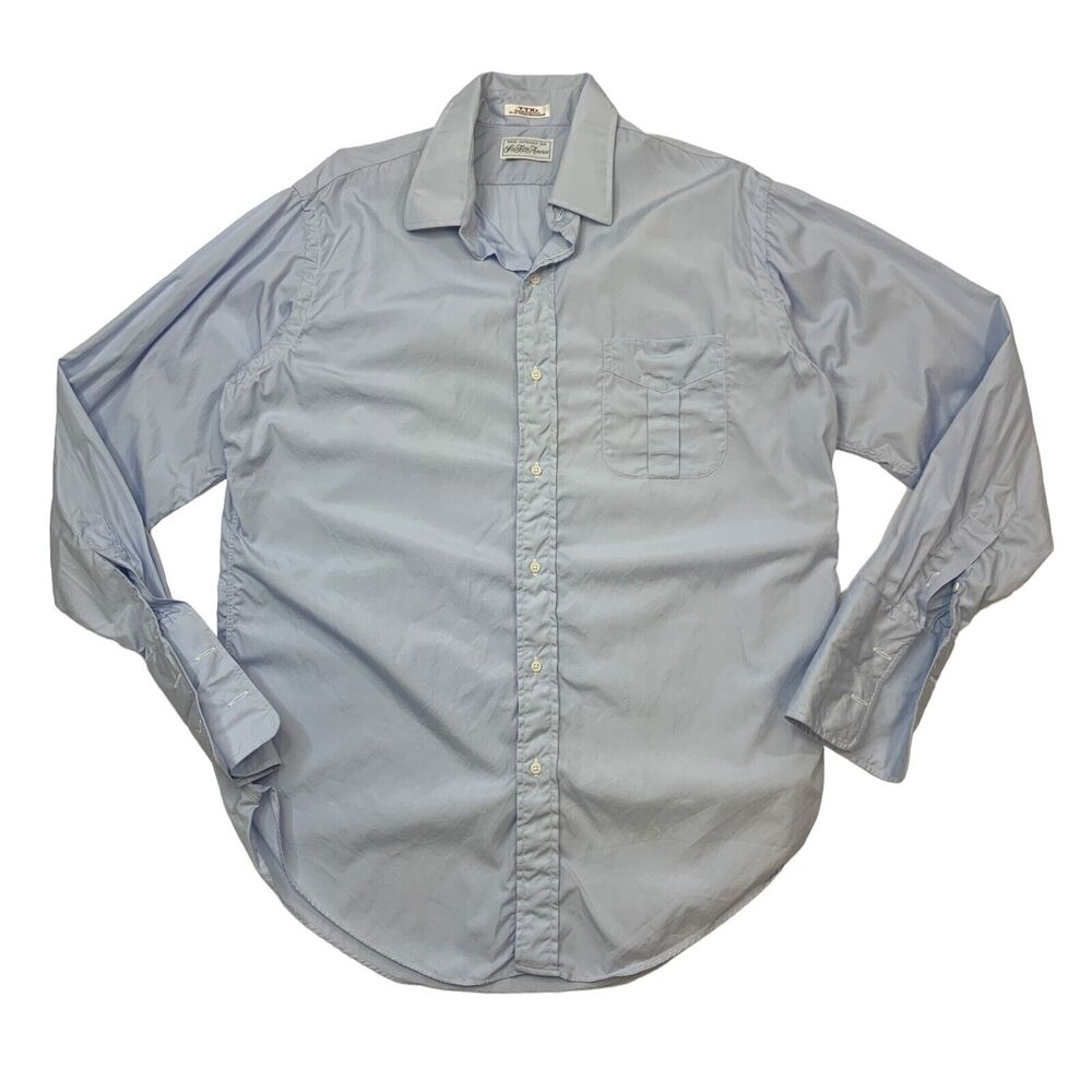 Saks Fifth Avenue Dress Shirt Mens 16 1/2 Baby Blue TTX 2x2 Broadcloth Cotton